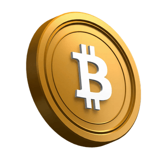 Bitcoin BTC kovanec, nagnjen in umeščen kot vizualni element v hero razdelku